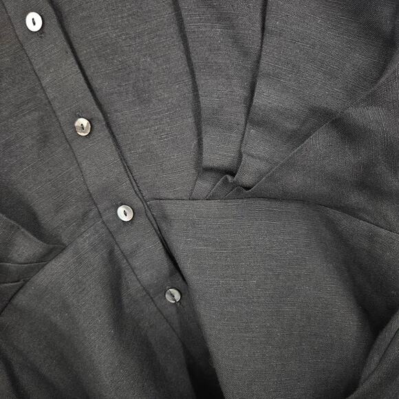 Significant Other Marloe Shirt Dress Black Linen Blend Sash Pleated Mini Size 4 - Picture 5 of 11